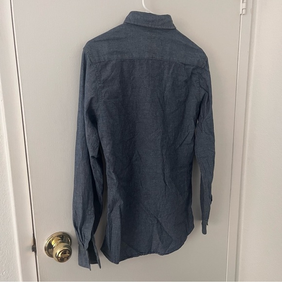 Wrangler Jeans Co. Red Denim Chambray Long Sleeve Button Down Snap Men’s Small - Picture 8 of 10